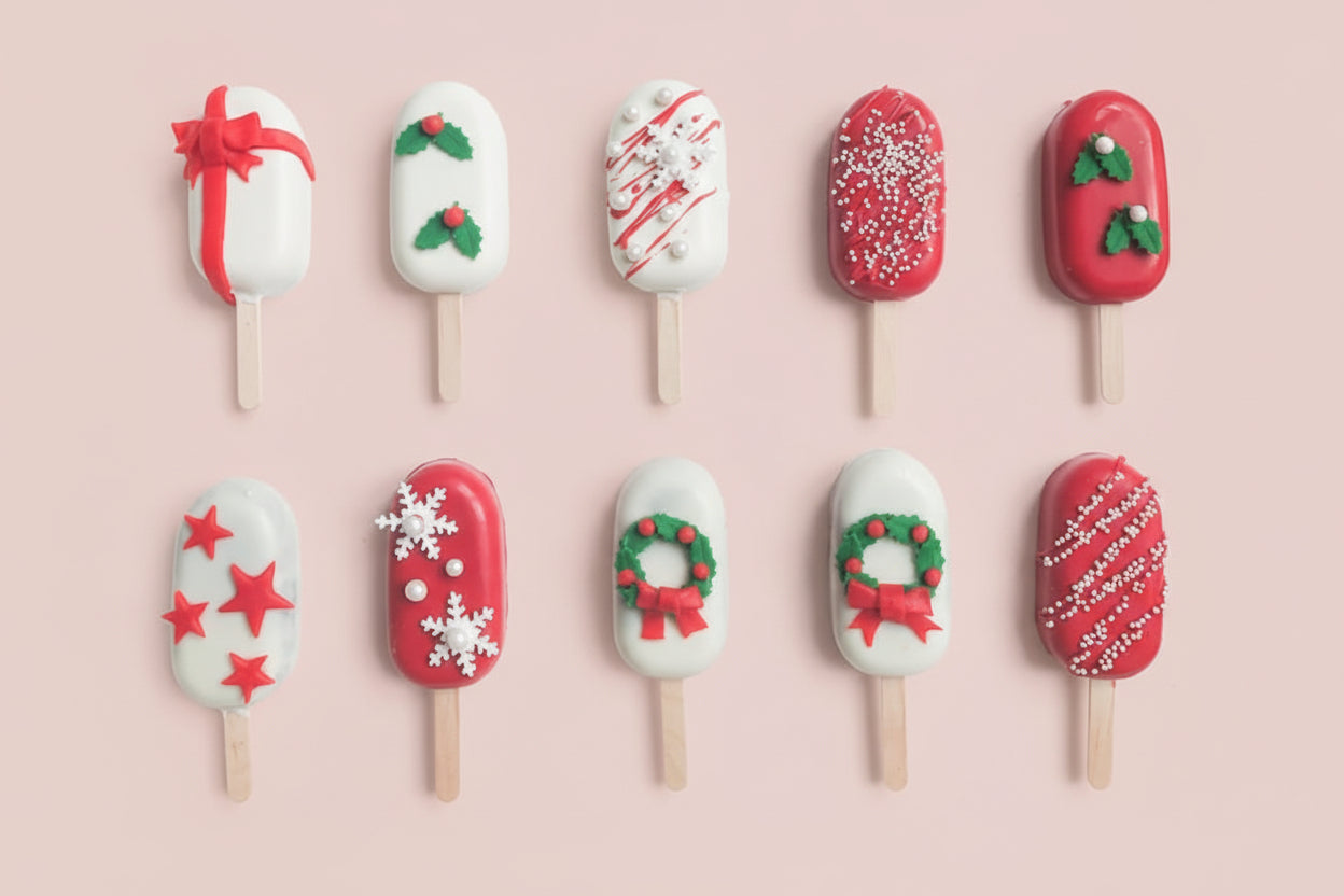 cake popsicles, christmas